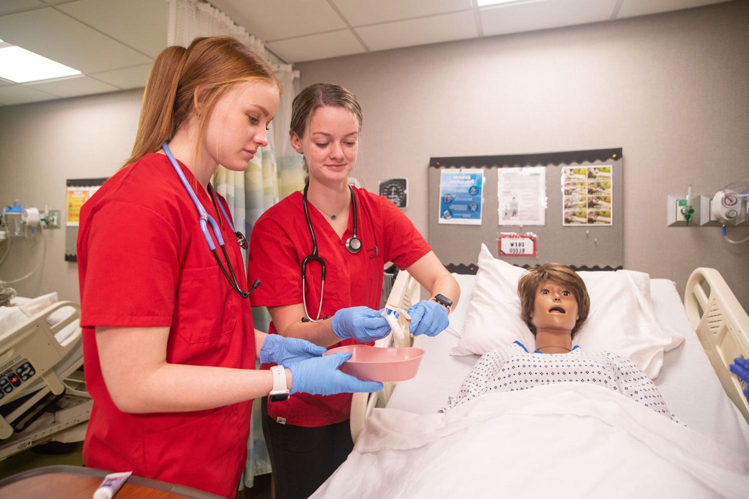 Students in Carthage's popular nursing major receive hands-on training in the nursing simulation lab.